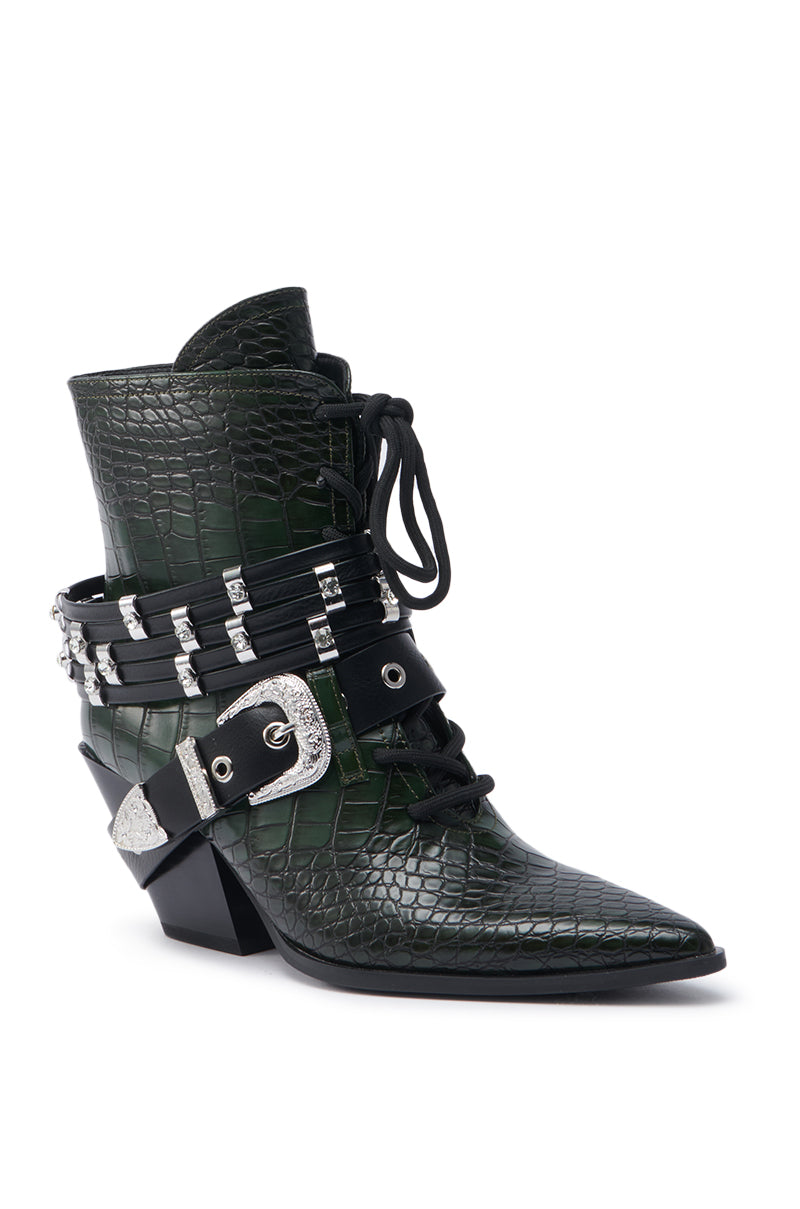 AZALEA WANG JAVELIN GREEN WESTERN BOOTIE