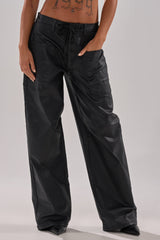 DONT GIVE UP COATED WIDE LEG DENIM WITH GROMMET