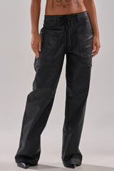 DONT GIVE UP COATED WIDE LEG DENIM WITH GROMMET