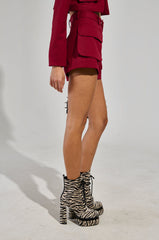 BETTER LUCK UTILITY POCKET SHORTS IN BURGUNDY