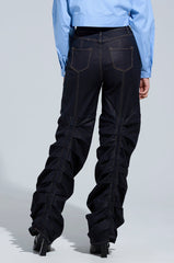 NEVER CHANGE UP WAX EFFECT RUCHED JEANS