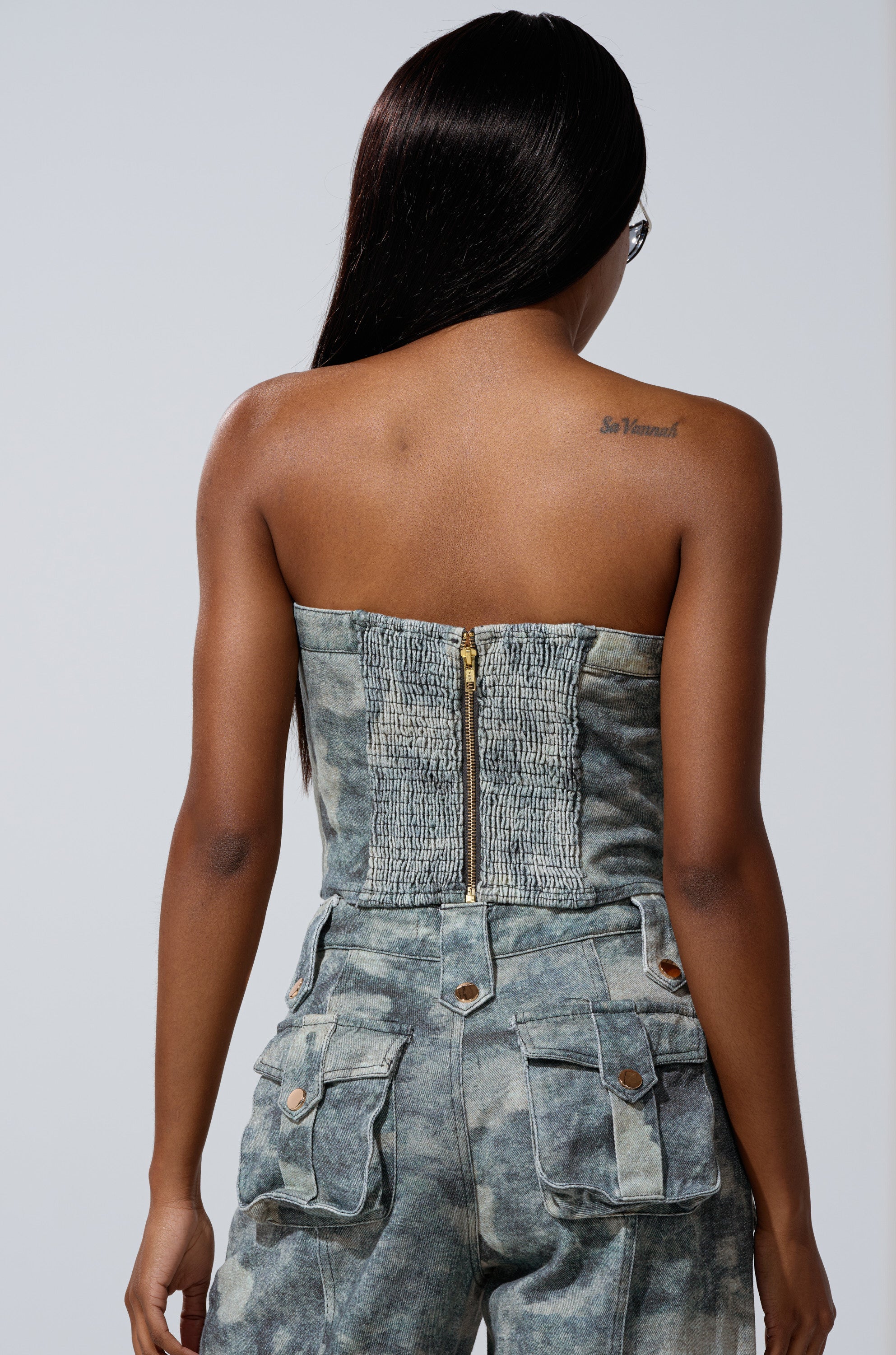STEPH CAMO DENIM CORSET