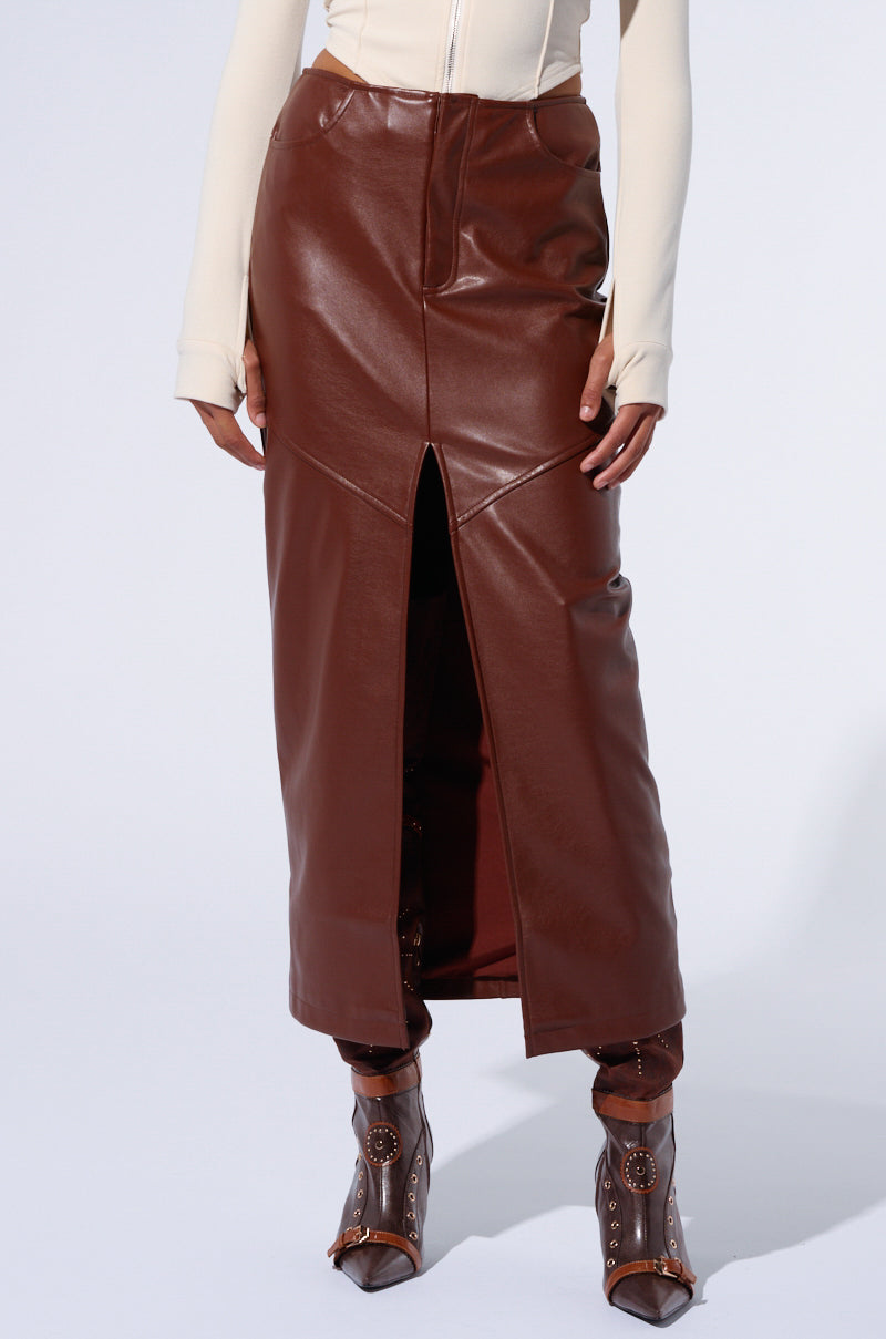EARNED IT FAUX LEATHER MAXI SKIRT