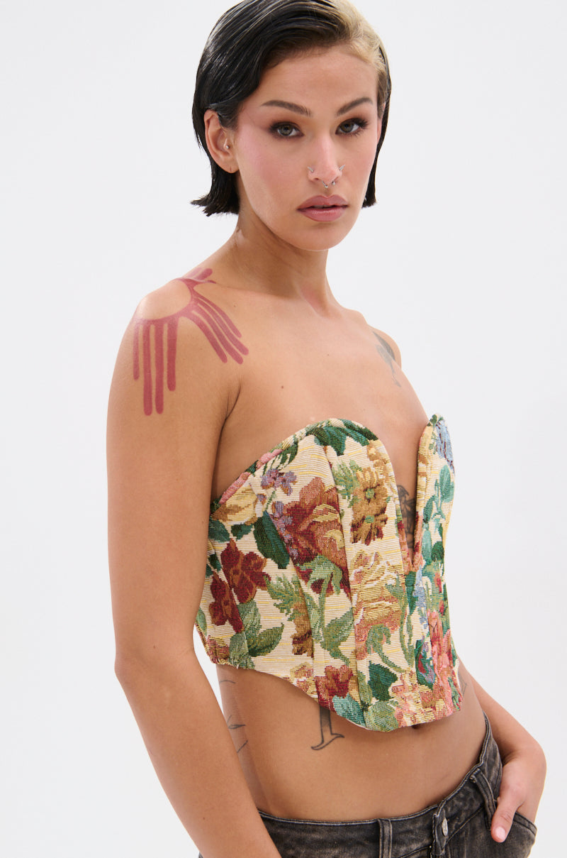 BRIGETTE DISTRESSED JACQUARD CORSET