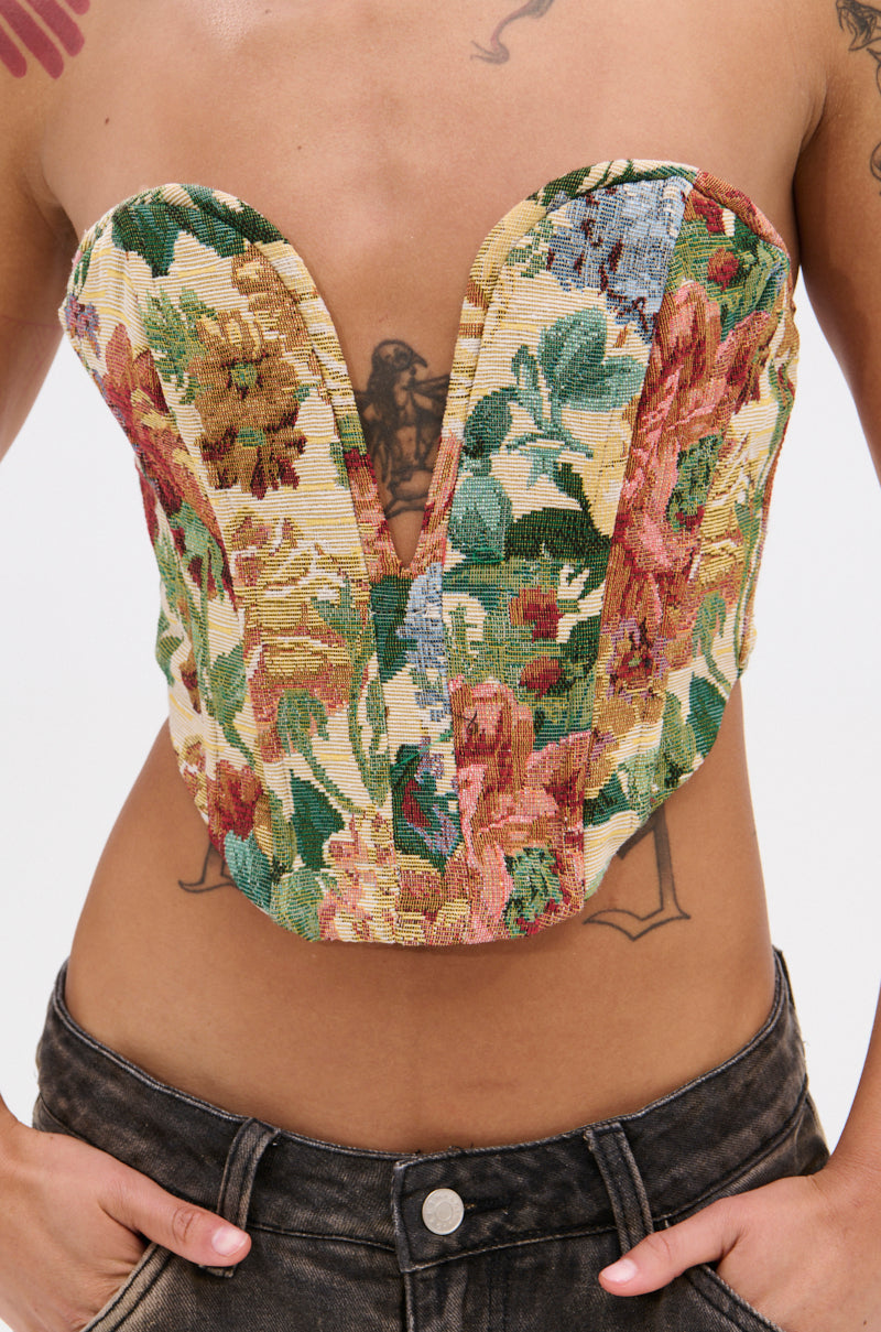 BRIGETTE DISTRESSED JACQUARD CORSET