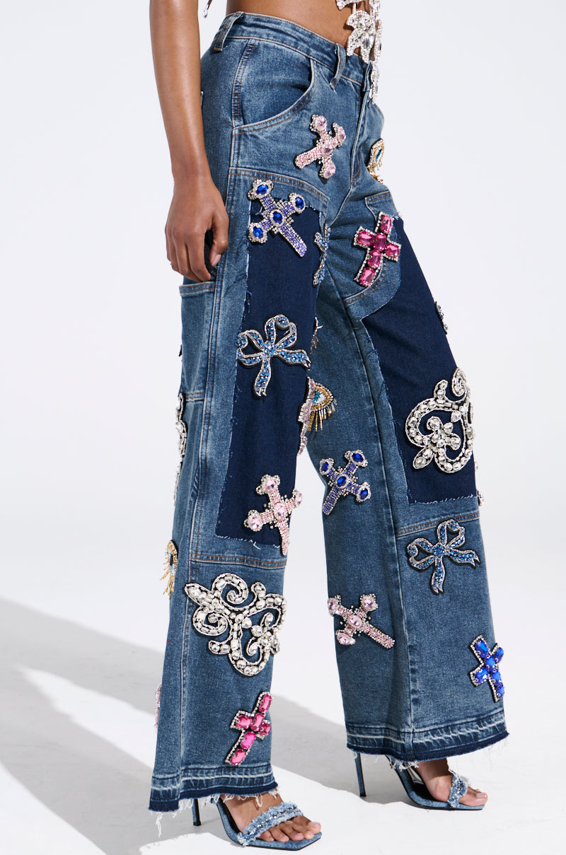 WILD AND FREE RHINESTONE DENIM