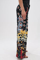 SOMETHING DIFFERENT PRINTED BLACK WASH JEANS