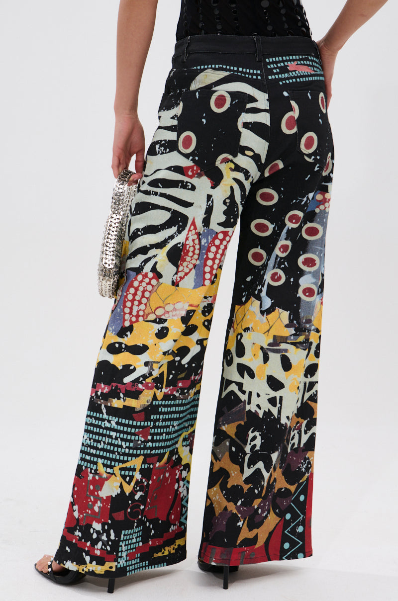 SOMETHING DIFFERENT PRINTED BLACK WASH JEANS