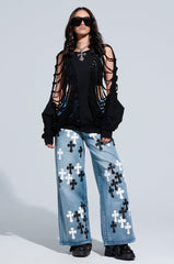 TAKE ME TO CHURCH PATCHWORK DENIM JEAN