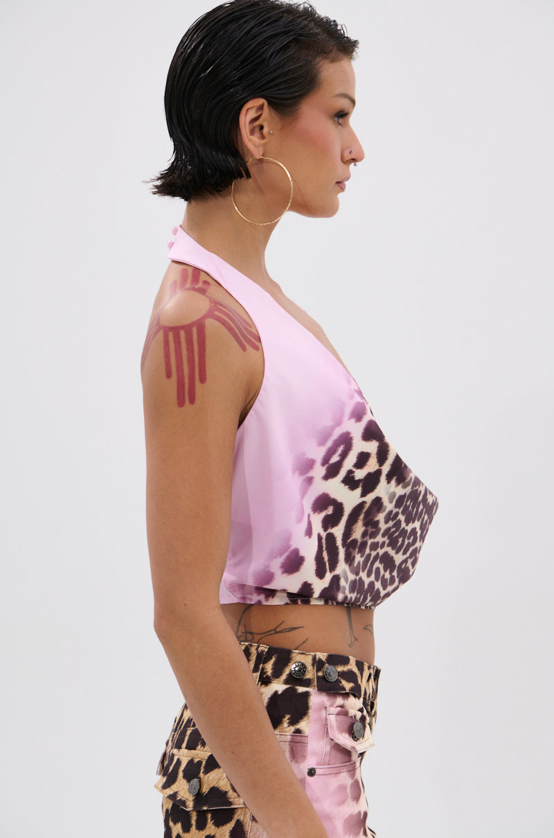 COCO LEOPARD PRINT HALTER TOP