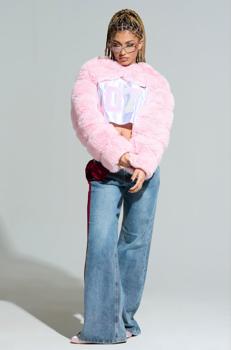 UNWRAP ME VELVET BOW DENIM PANT