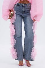 FLOWER GIRLIE APPLIQUE DENIM JEANS
