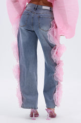 FLOWER GIRLIE APPLIQUE DENIM JEANS