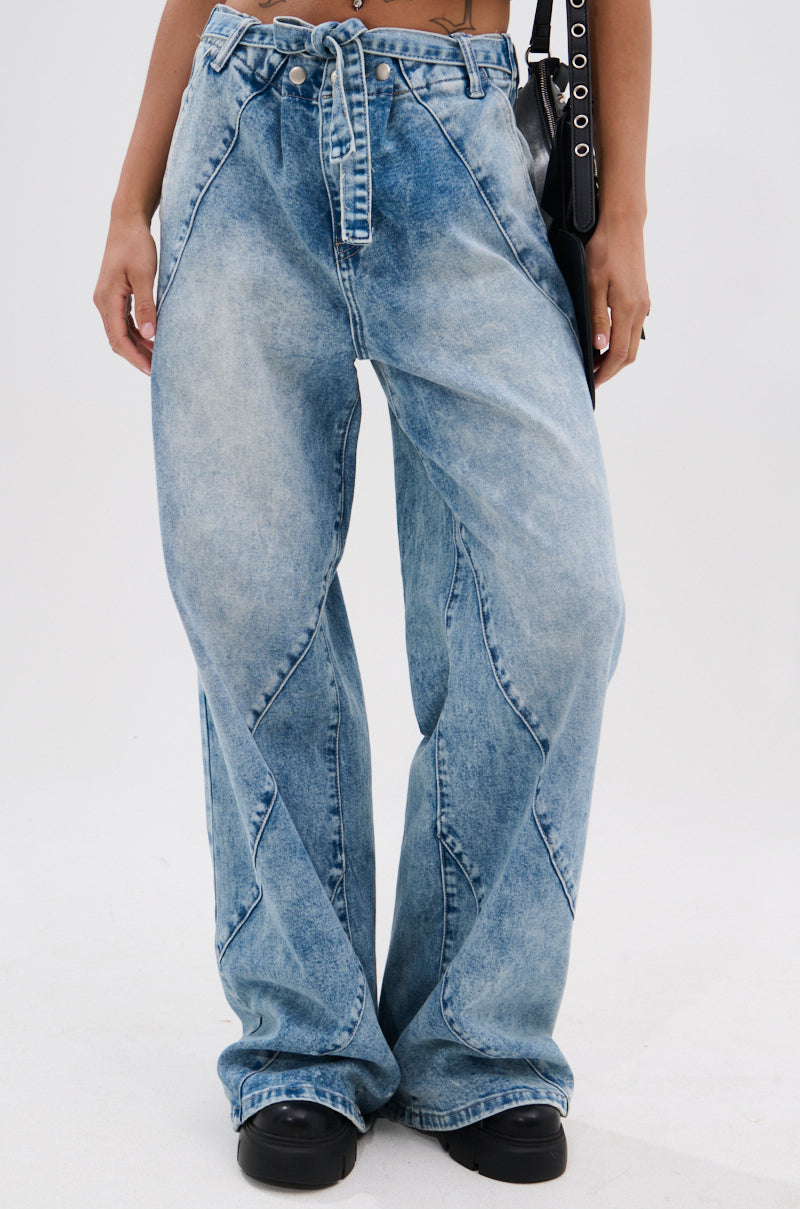 TIED TO YOU RELAXED DENIM PANT WITH TIE BELT