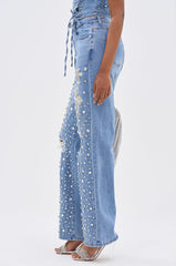 FEELING GRATEFUL RHINESTONE RELAXED DENIM