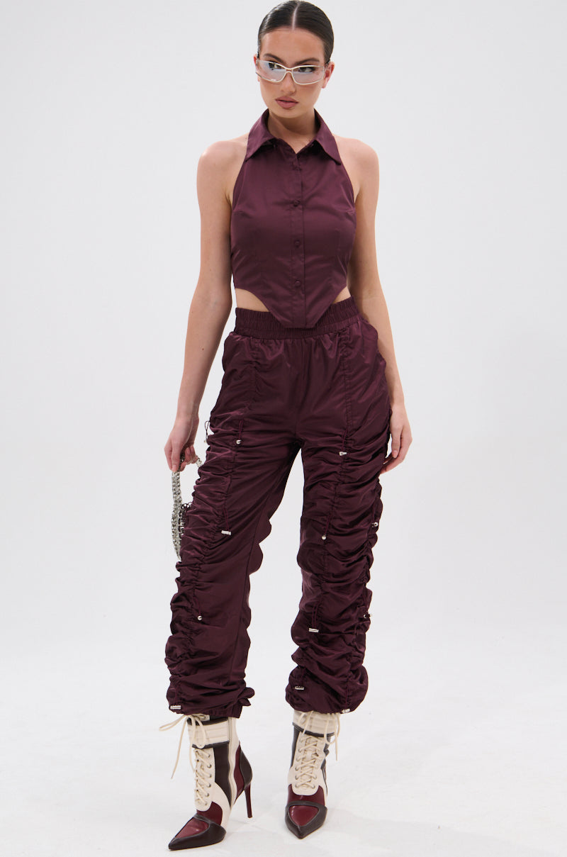 NO TIME FOR GAMES CROPPED HALTER TOP