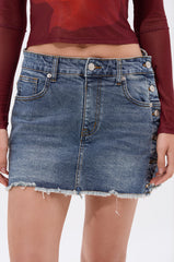 SNAP IT DENIM MINI SKIRT