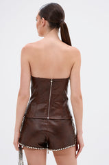 JULIE FAUX LEATHER STUDDED CORSET
