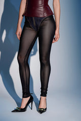 ZIP ME UP MESH LEGGING WITH DENIM PANTY