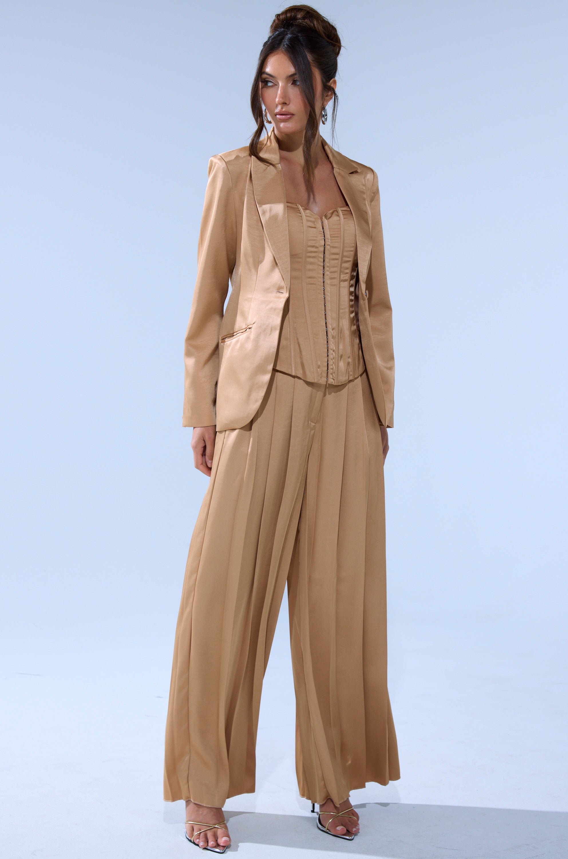 HANSEL MOCHA SATIN PALAZZO PANT