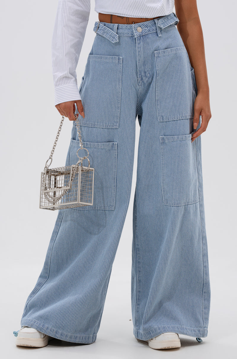 SUMMERTIME BLUES STRIPE WIDE LEG DENIM