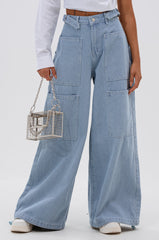 SUMMERTIME BLUES STRIPE WIDE LEG DENIM