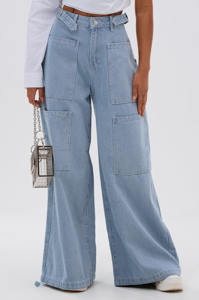 SUMMERTIME BLUES STRIPE WIDE LEG DENIM