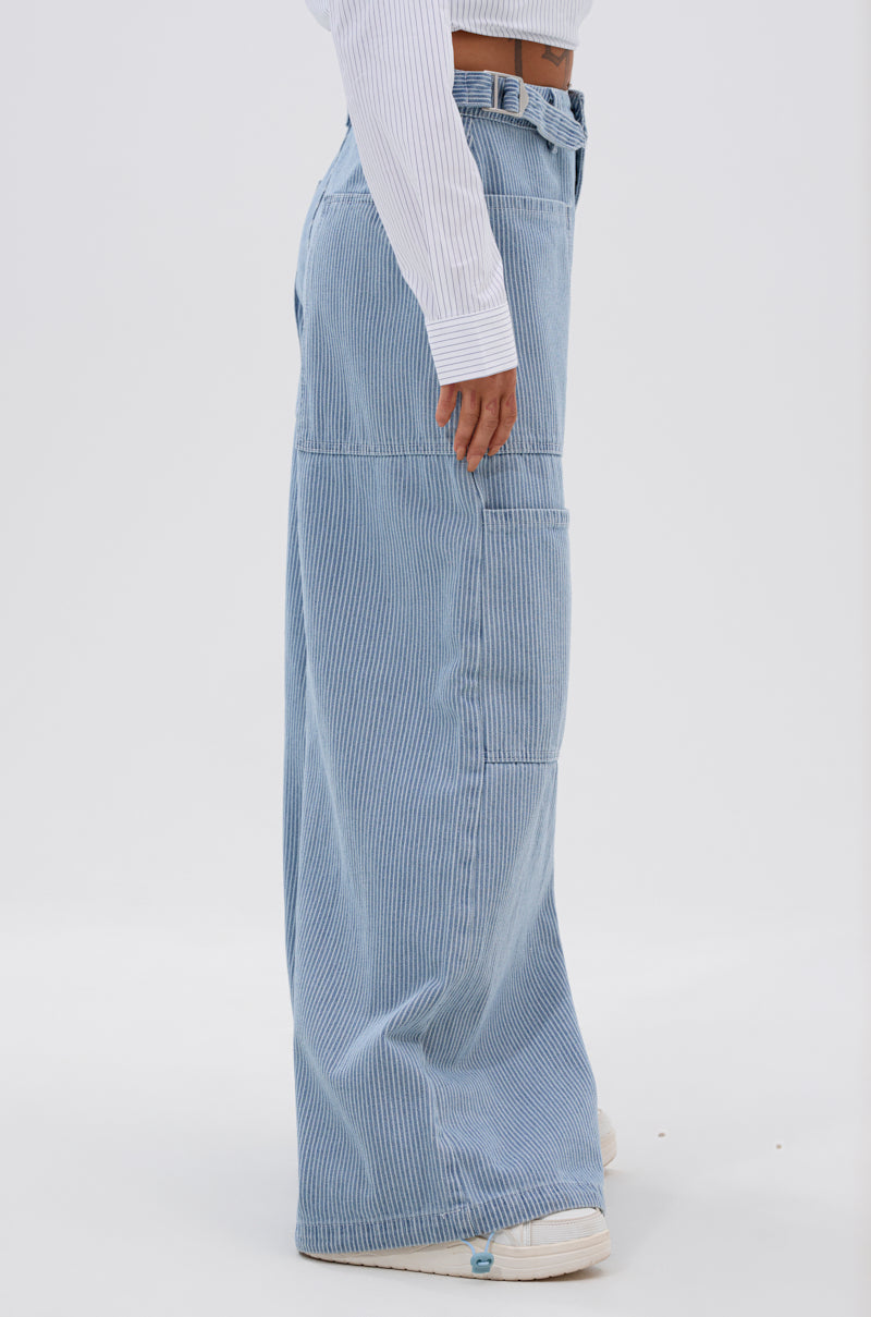 SUMMERTIME BLUES STRIPE WIDE LEG DENIM