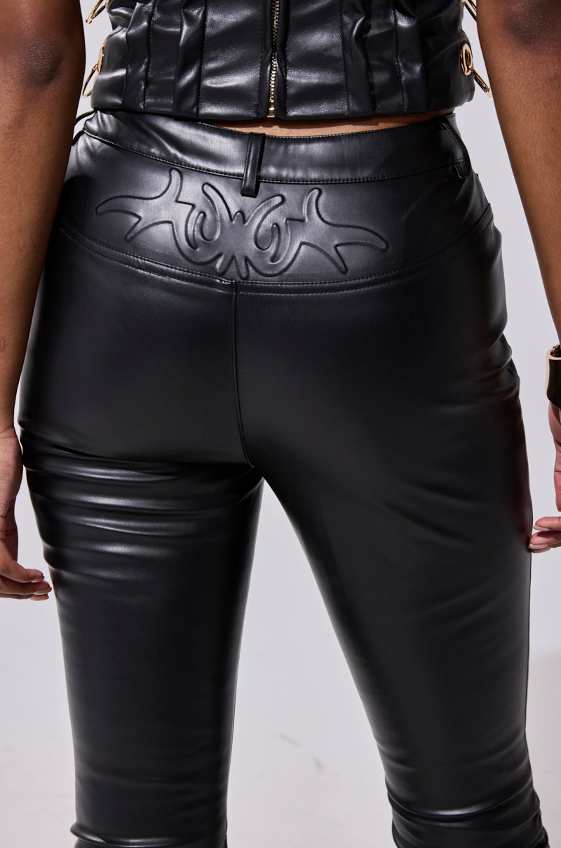 BADDIE STACKED FAUX LEATHER PANT