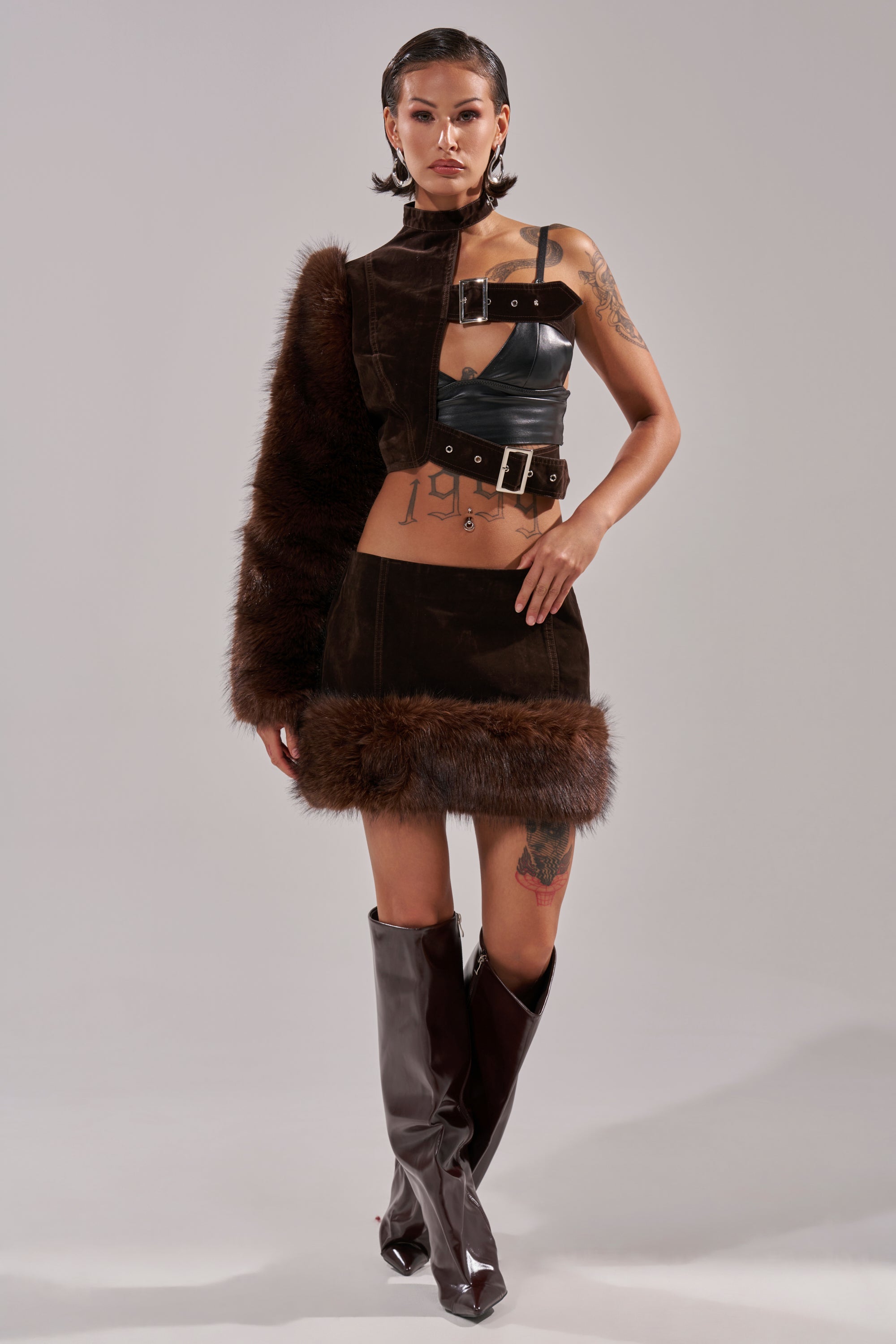 WILD SIDE FUR TRIM MINI SKIRT