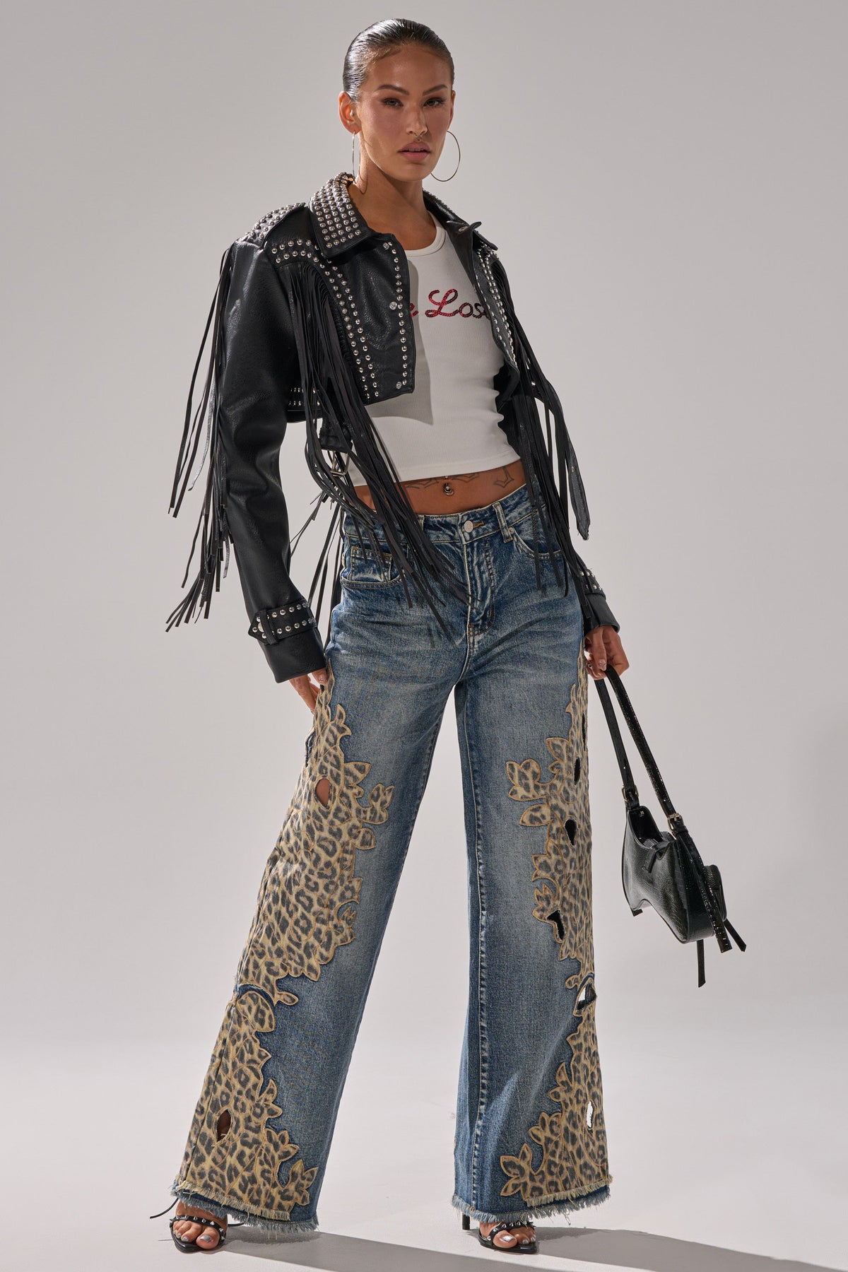 AMIGAS CHEETAH PRINT WIDE LEG PANT