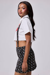 GIRLY POP TWEED OVERALL SKIRT