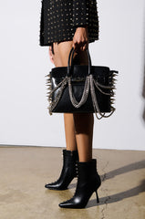 AZALEA WANG JENAVIEVE BLACK BOOTIE WITH SPIKES