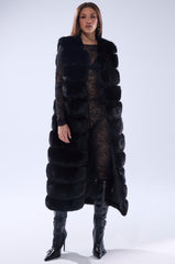 JENNY LIN FAUX FUR MAXI VEST IN BLACK