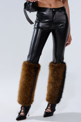 BABY ITS COLD OUTSIDE FAUX LEATHER PANT WITH FUR TRIM