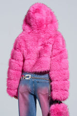 SABRINA HOODED FAUX FUR JACKET