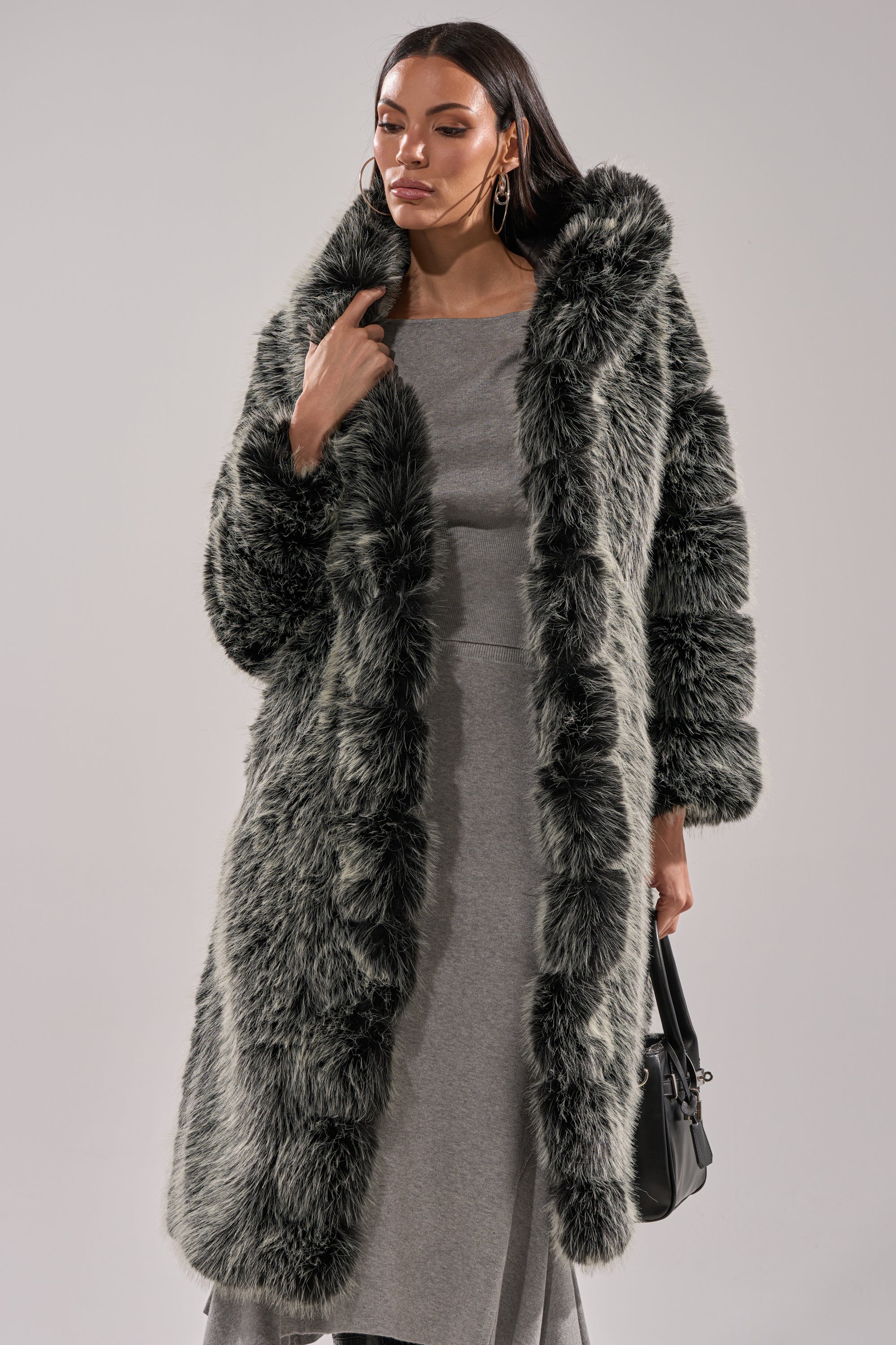 SNOW BUNNY HOODED FAUX FUR COAT