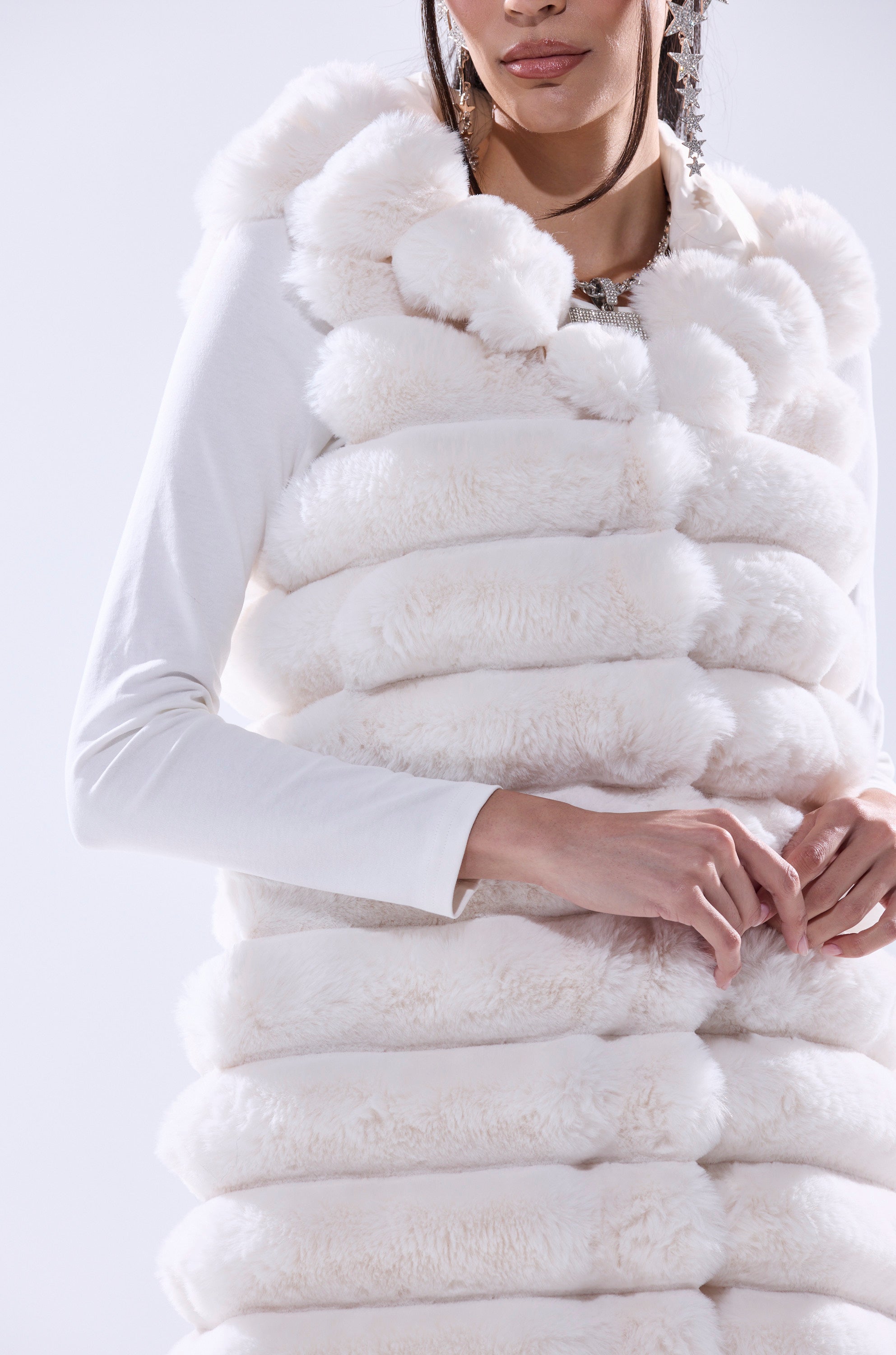 POPPY FAUX FUR HOODED VEST