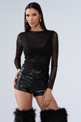 PAXTON DOUBLE LINED MESH LONG SLEEVE TOP