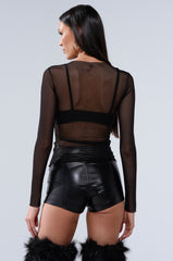 PAXTON DOUBLE LINED MESH LONG SLEEVE TOP