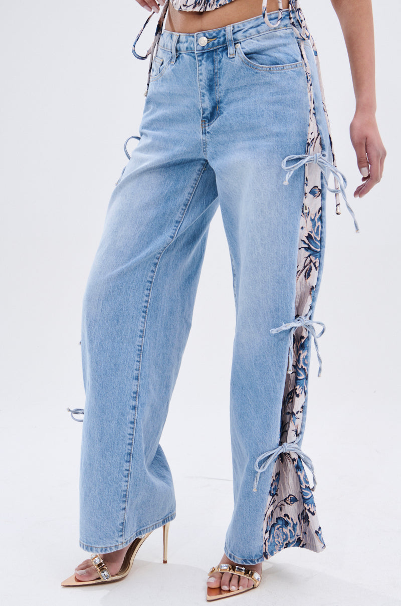SEASONAL AWAKENING BROCADE PATCH DENIM JEANS