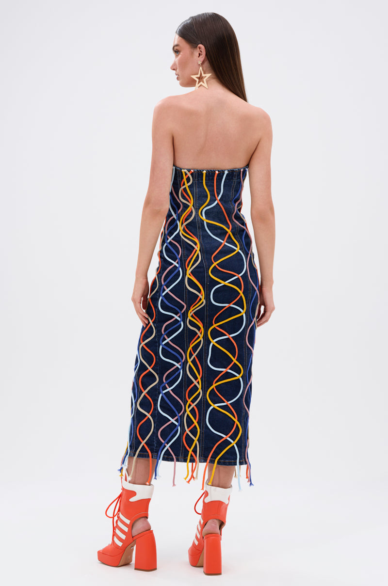 WORK OF ART DENIM MIDI DRESS