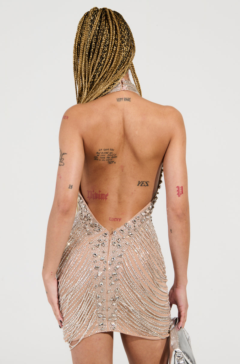 THE MAIN ATTRACTION RHINESTONE MINI DRESS