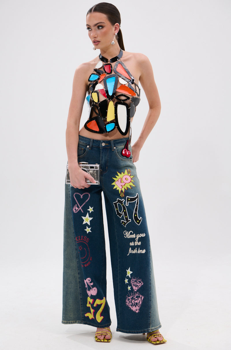 TKO GRAPHIC WIDE LEG DENIM JEAN
