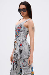 ARBOREAL DENIM CORSET TOP