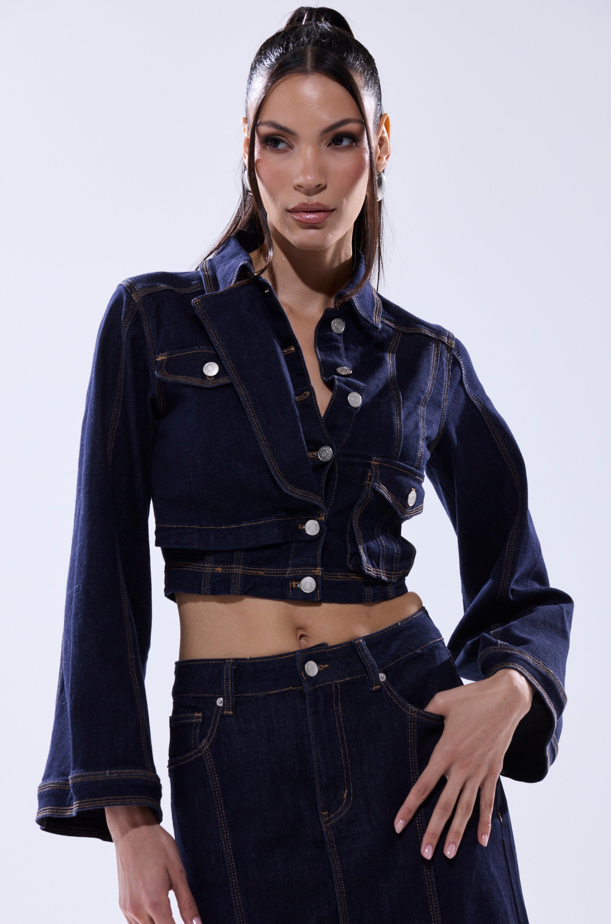 SHES GONE , DANCE ON DENIM BUTTON DOWN