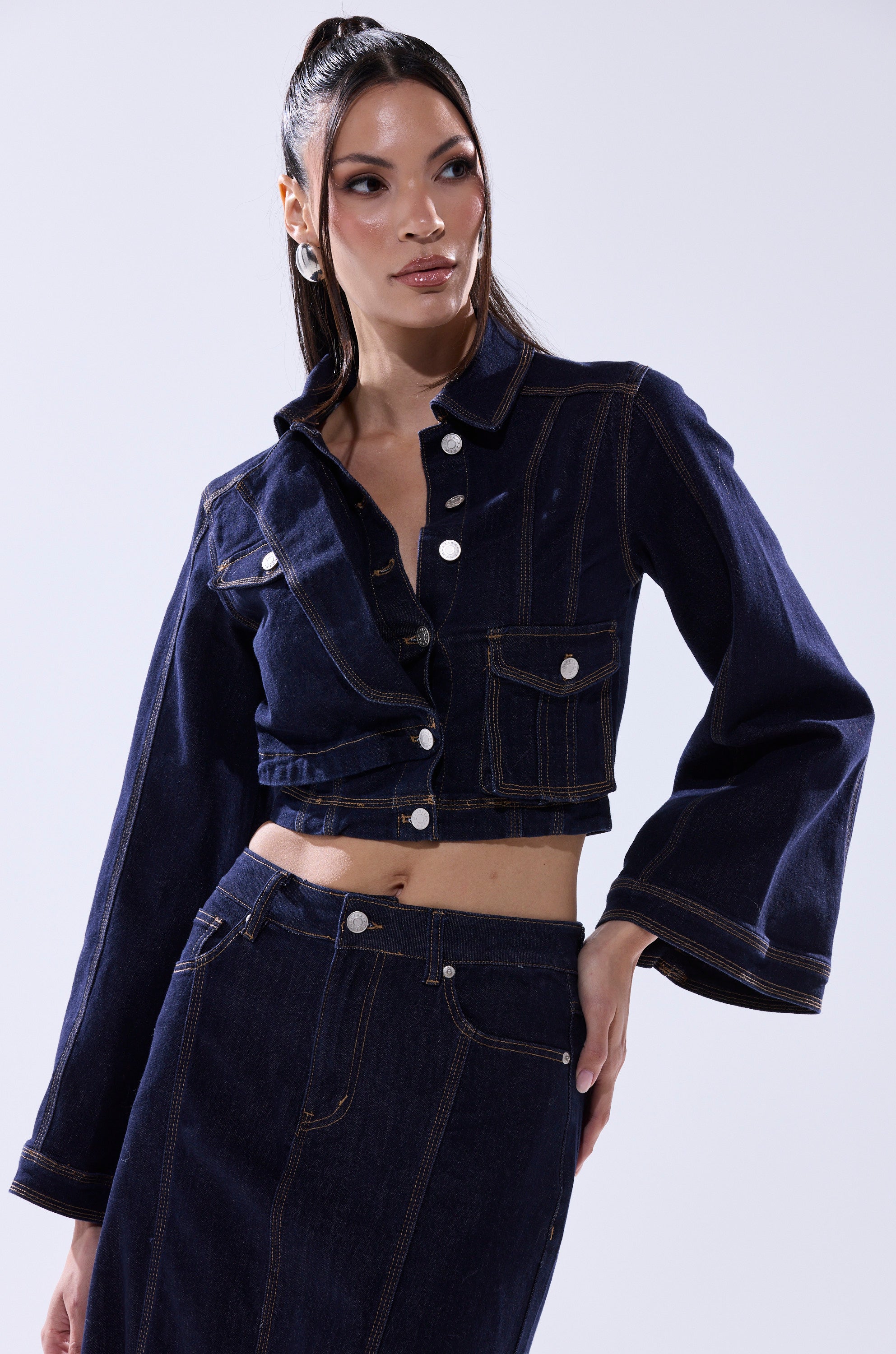 SHES GONE , DANCE ON DENIM BUTTON DOWN