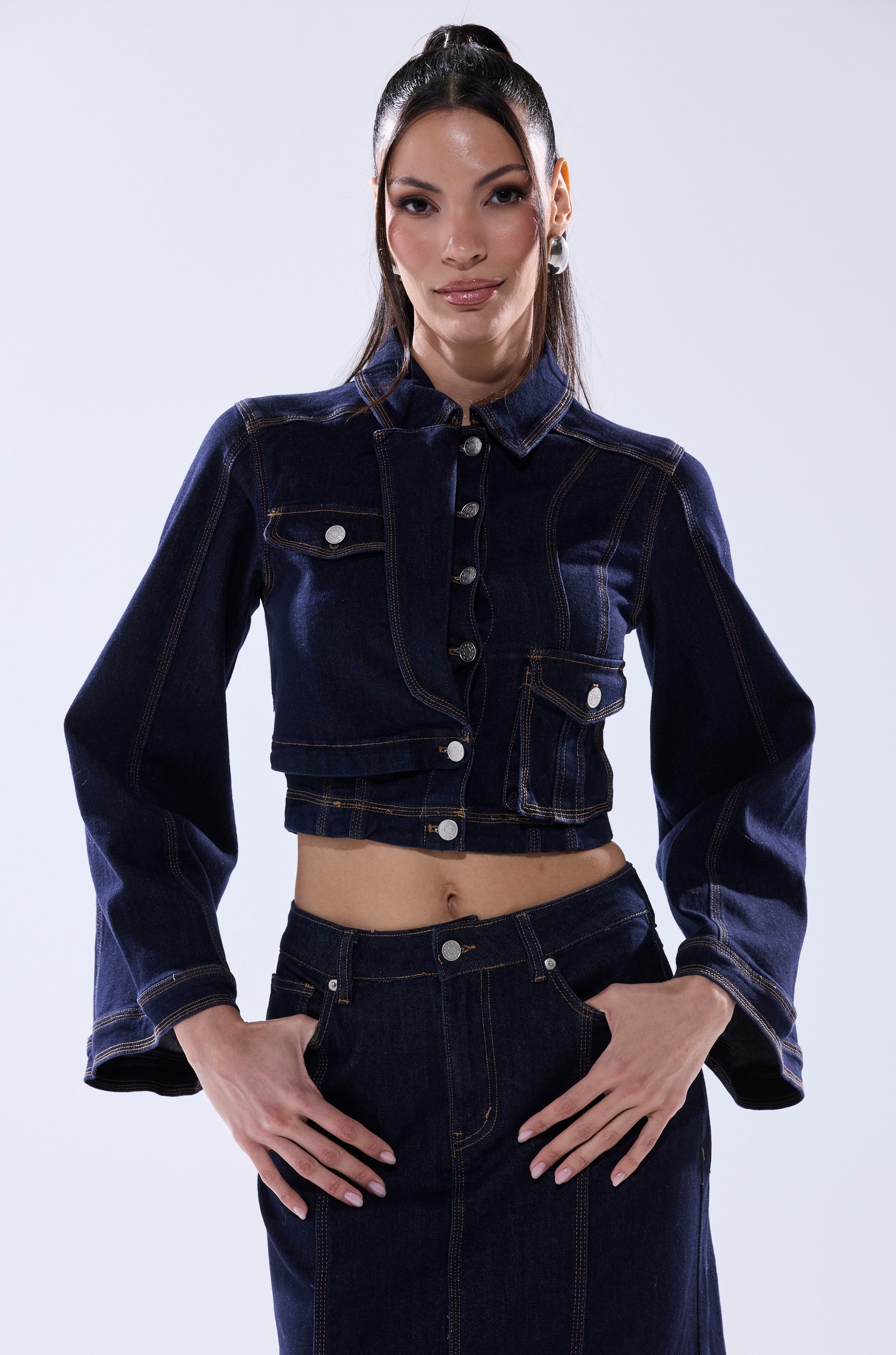 SHES GONE , DANCE ON DENIM BUTTON DOWN