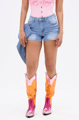 YOUR BIGGEST PRESENT BOW DETAIL DENIM SHORT