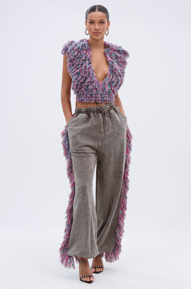 THE ONE WIDE LEG JOGGER WITH FRINGE